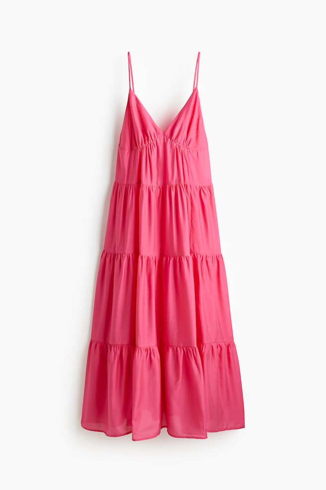 Tiered maxi dress - Bright pink/White/Floral - 1