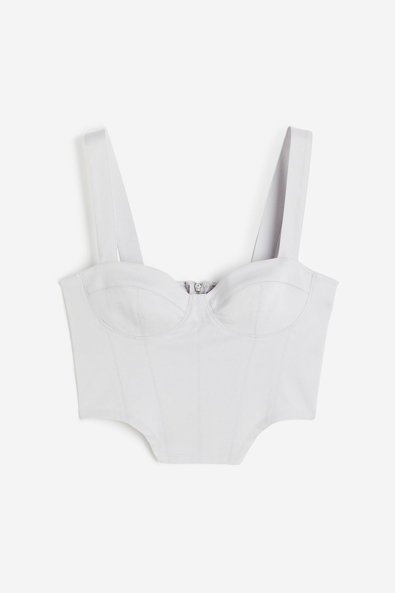 Top bustier court - Gris clair