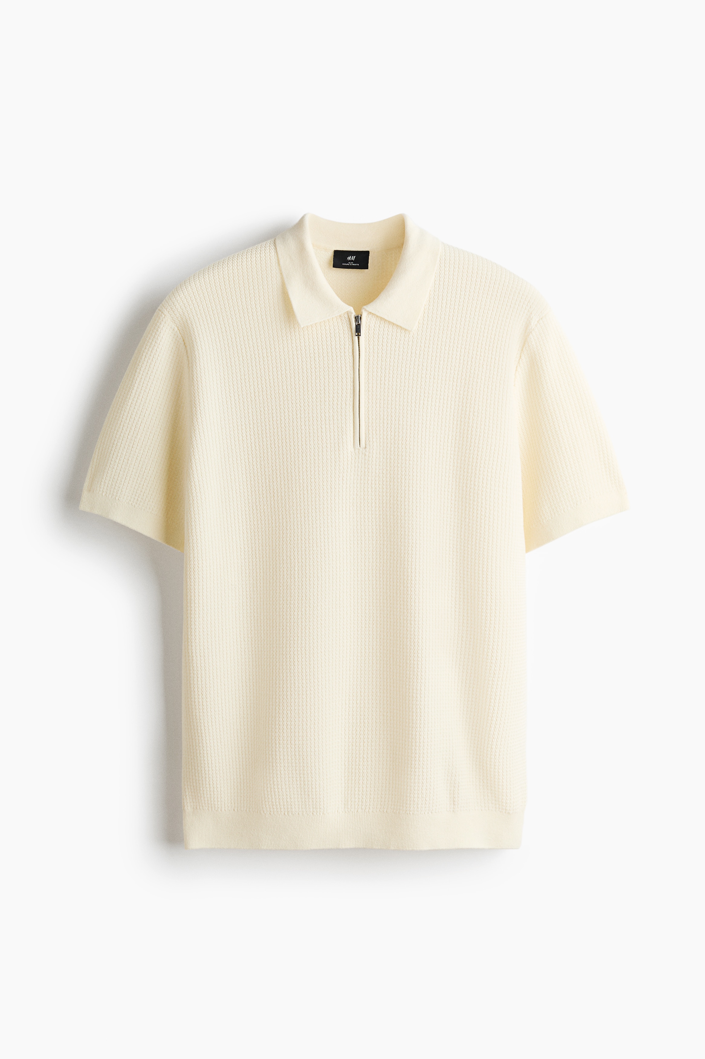 Slim Fit Zip-top polo shirt - Cream/Grey marl/Light blue