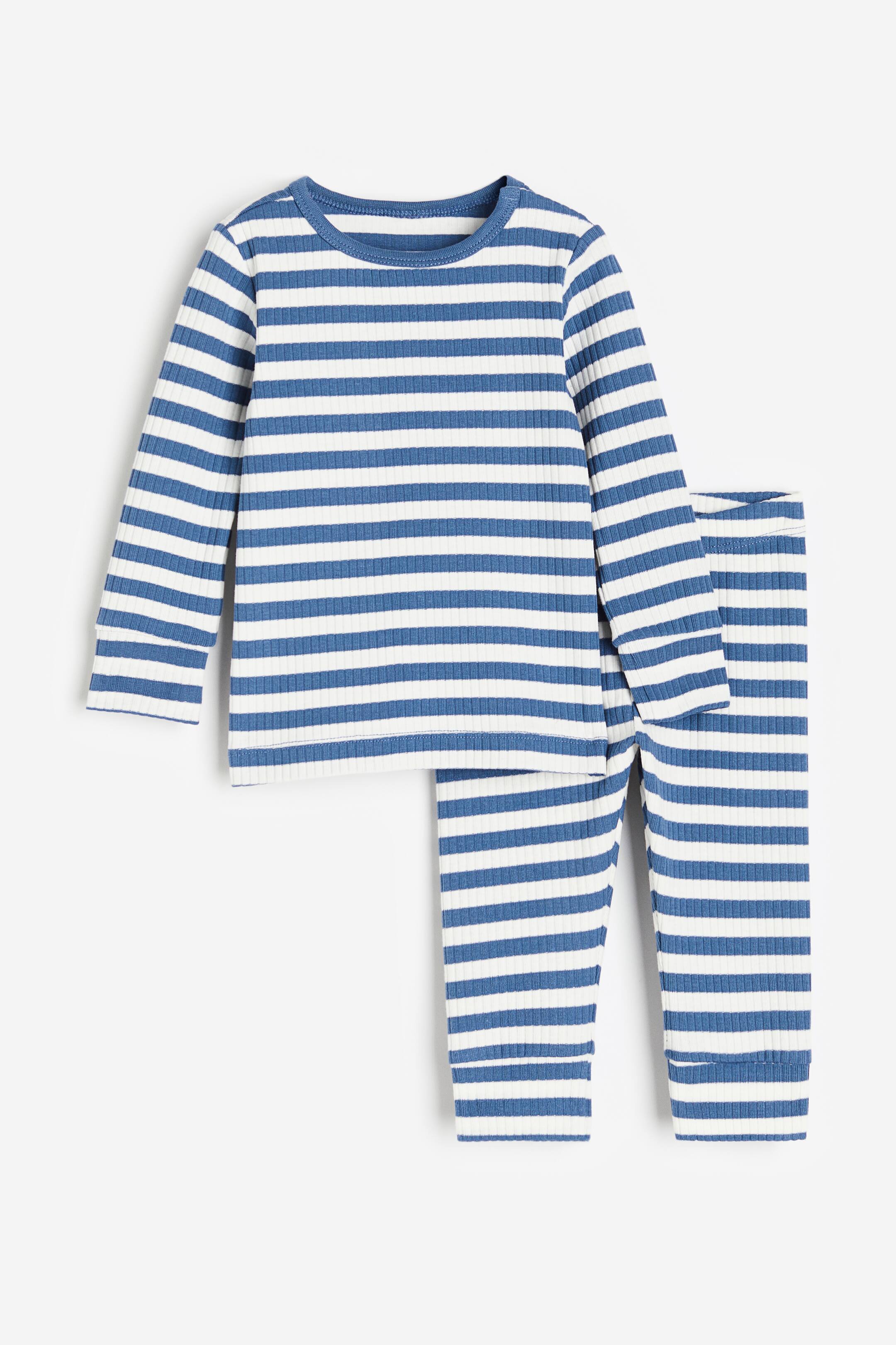View larger image: Ribbed cotton set - Blue/White striped - Kids | H&M SG 1