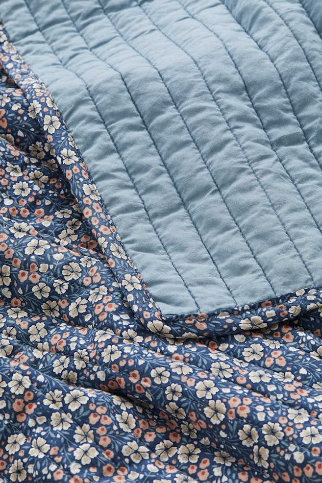 Quilted bedspread - Blue/Floral - 2