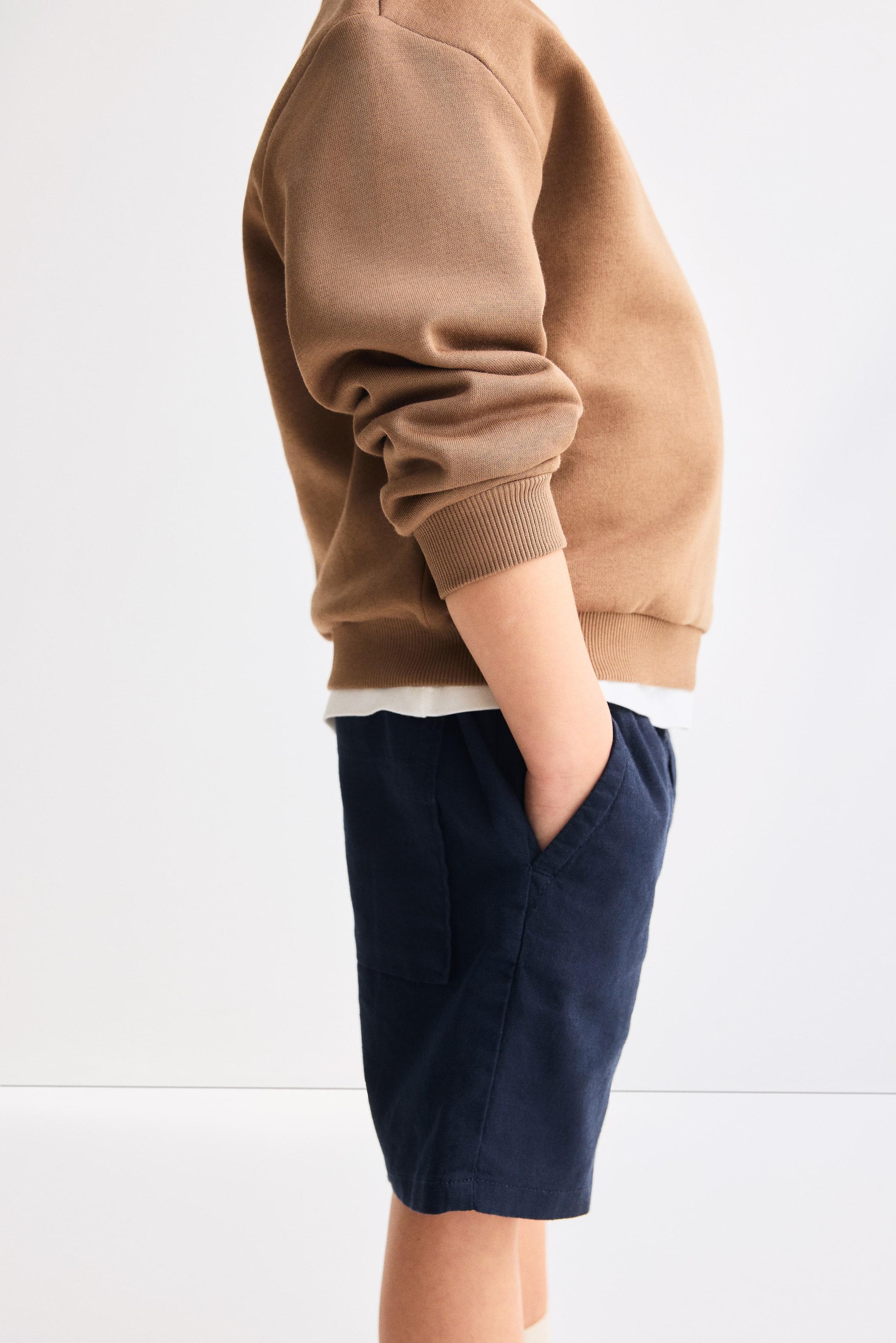 Linen-Blend Drawstring Shorts