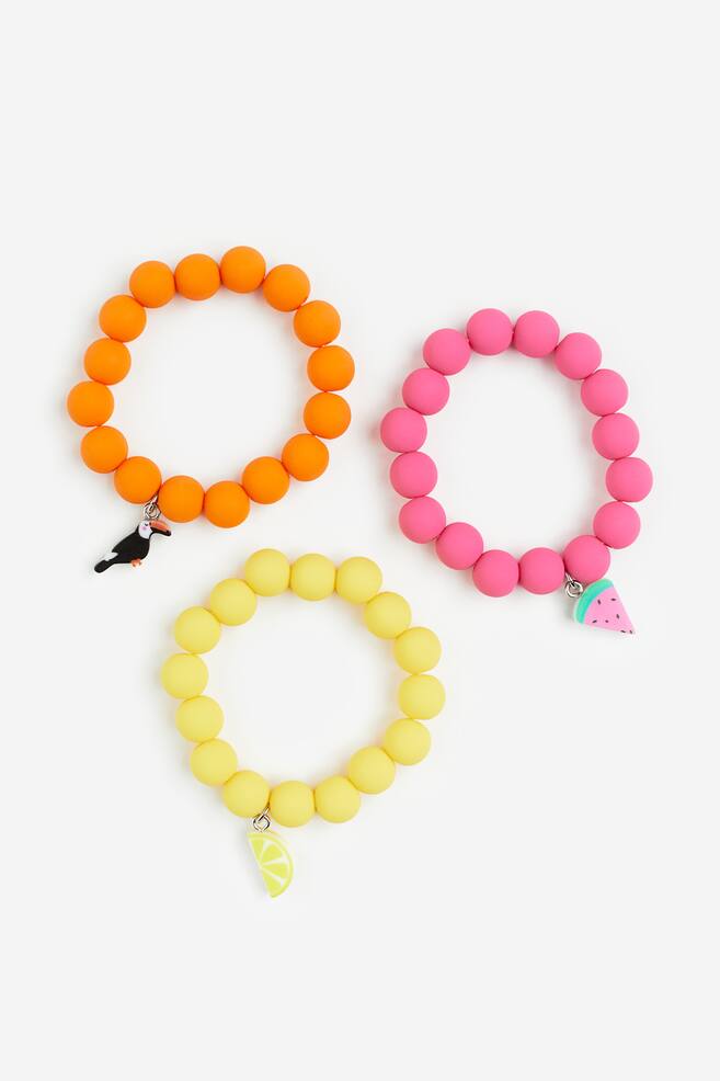 3-pack beaded bracelets - Orange/Cerise/Yellow - 1