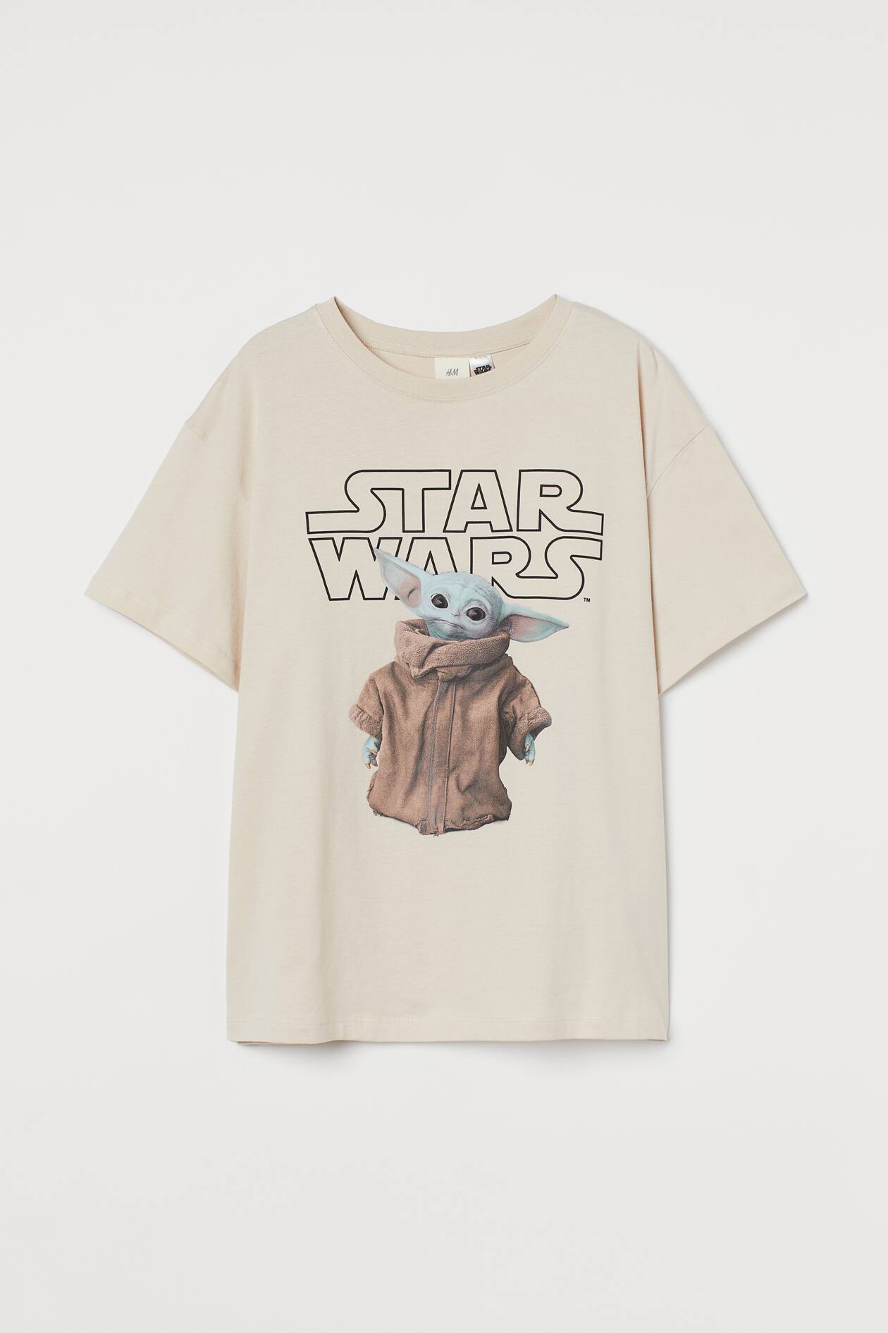 Oversize-T-Shirt mit Druck - Rundausschnitt - Kurzarm - Hellbeige