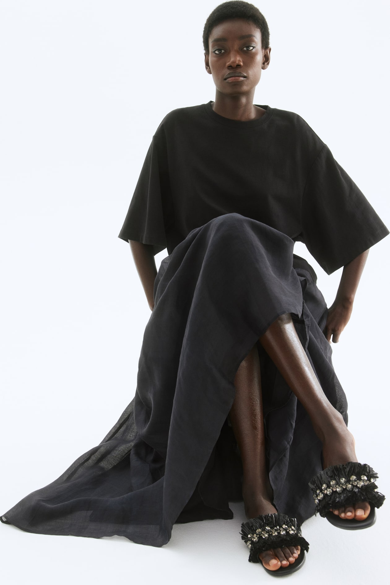 Rhinestone-Embellished Sandals Black Ladies H&M US