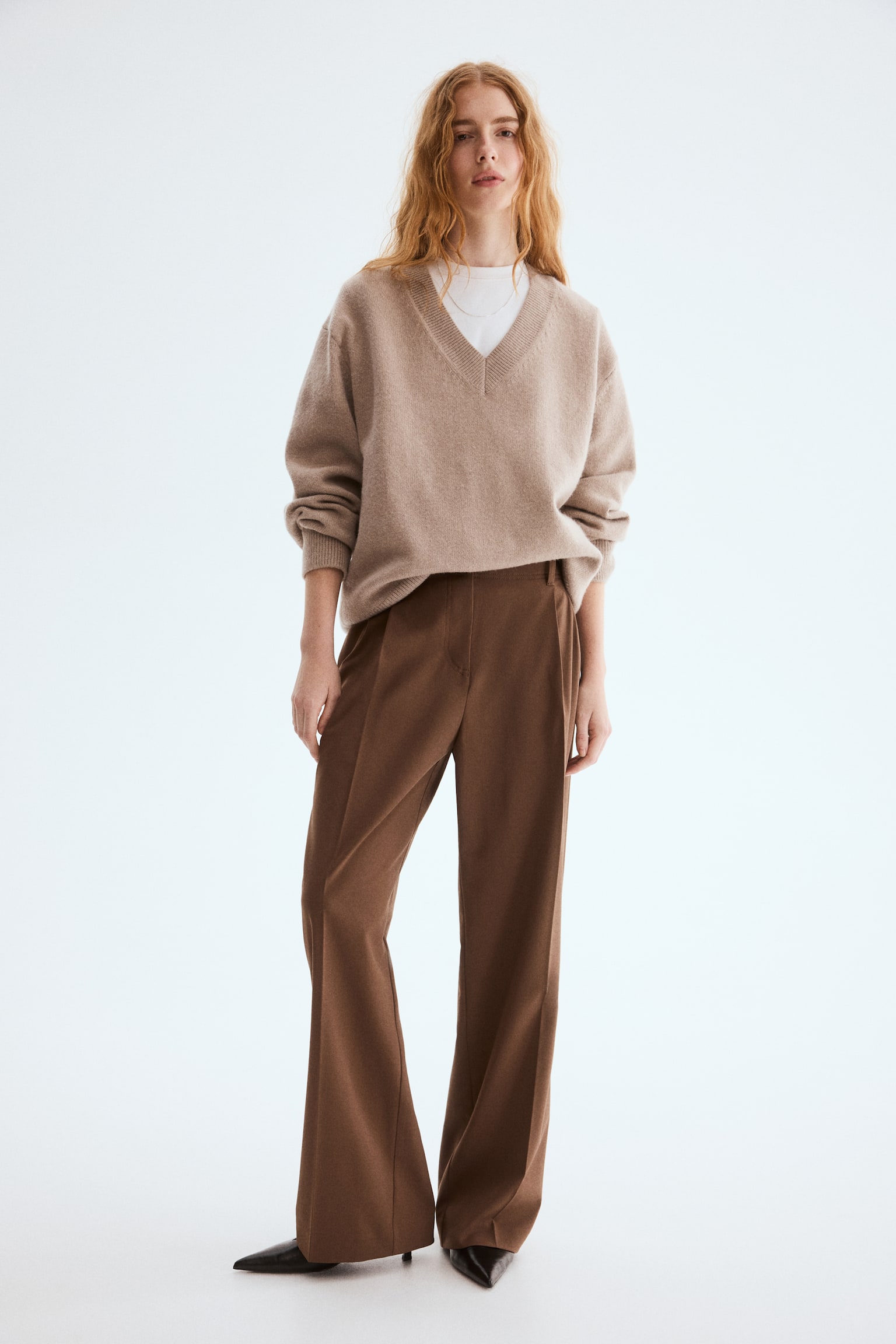 Tailored trousers - Brown/Black/Light beige - 2