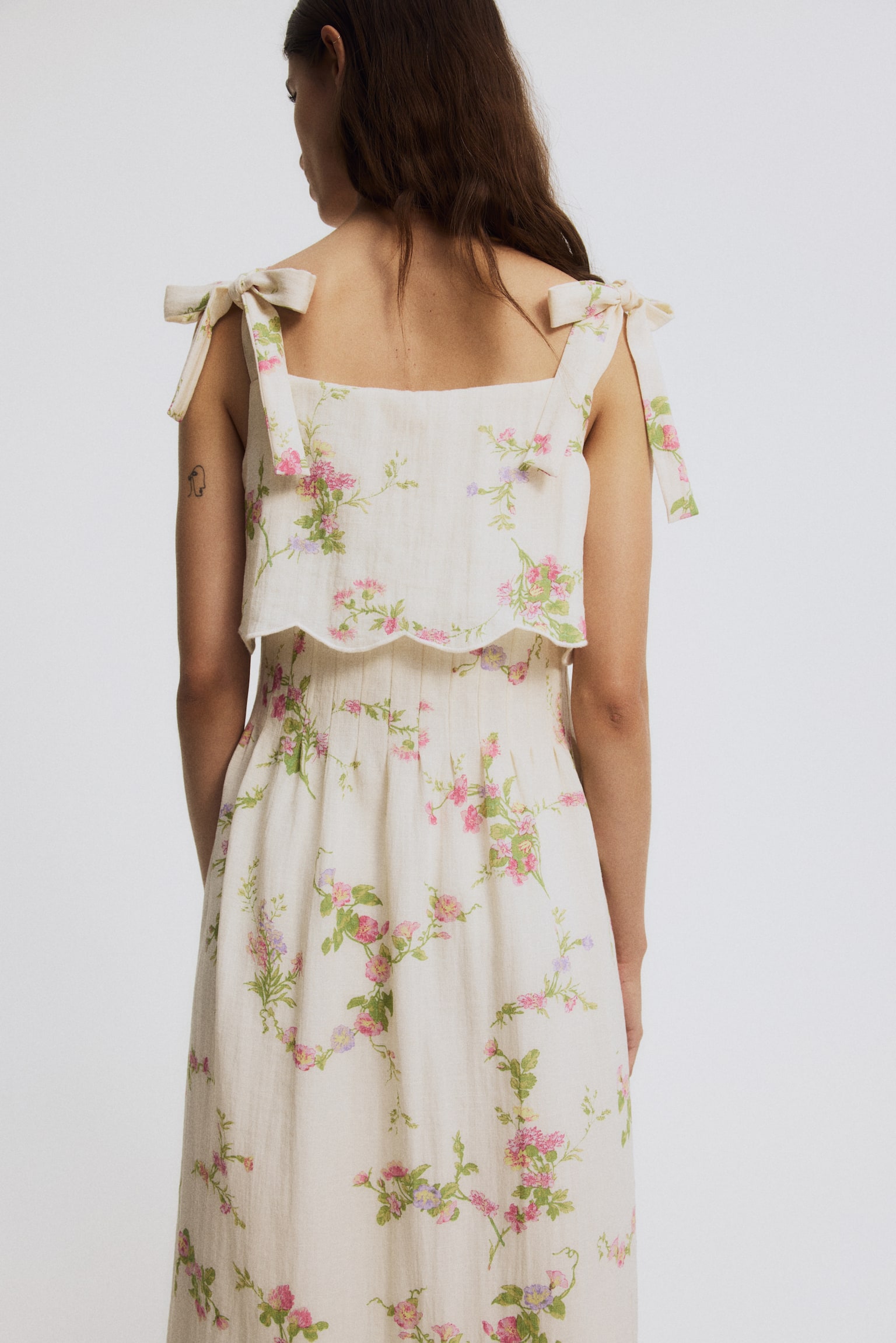 MAMA Tie-strap nursing dress - Cream/Floral/Cream - 5