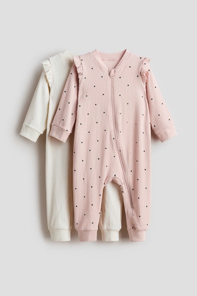 コットンリブカバーオールパジャマ 2枚セット