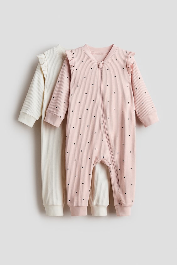 Пижама для детей, хлопок, в рубчик, 2 шт. — H&M