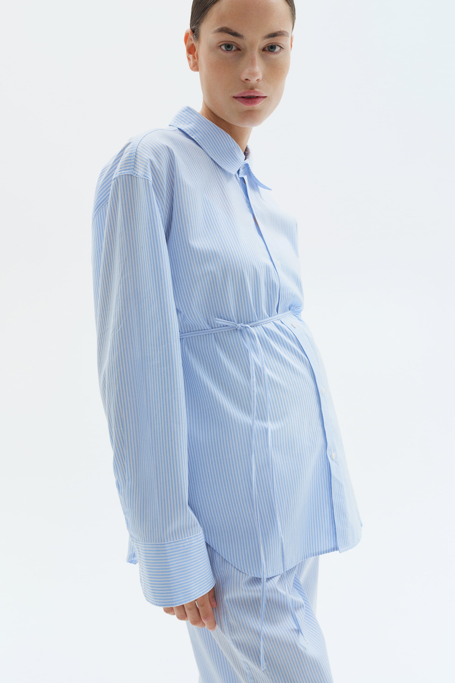 MAMA Before & After Poplin pyjamas - Light blue/Striped - 5