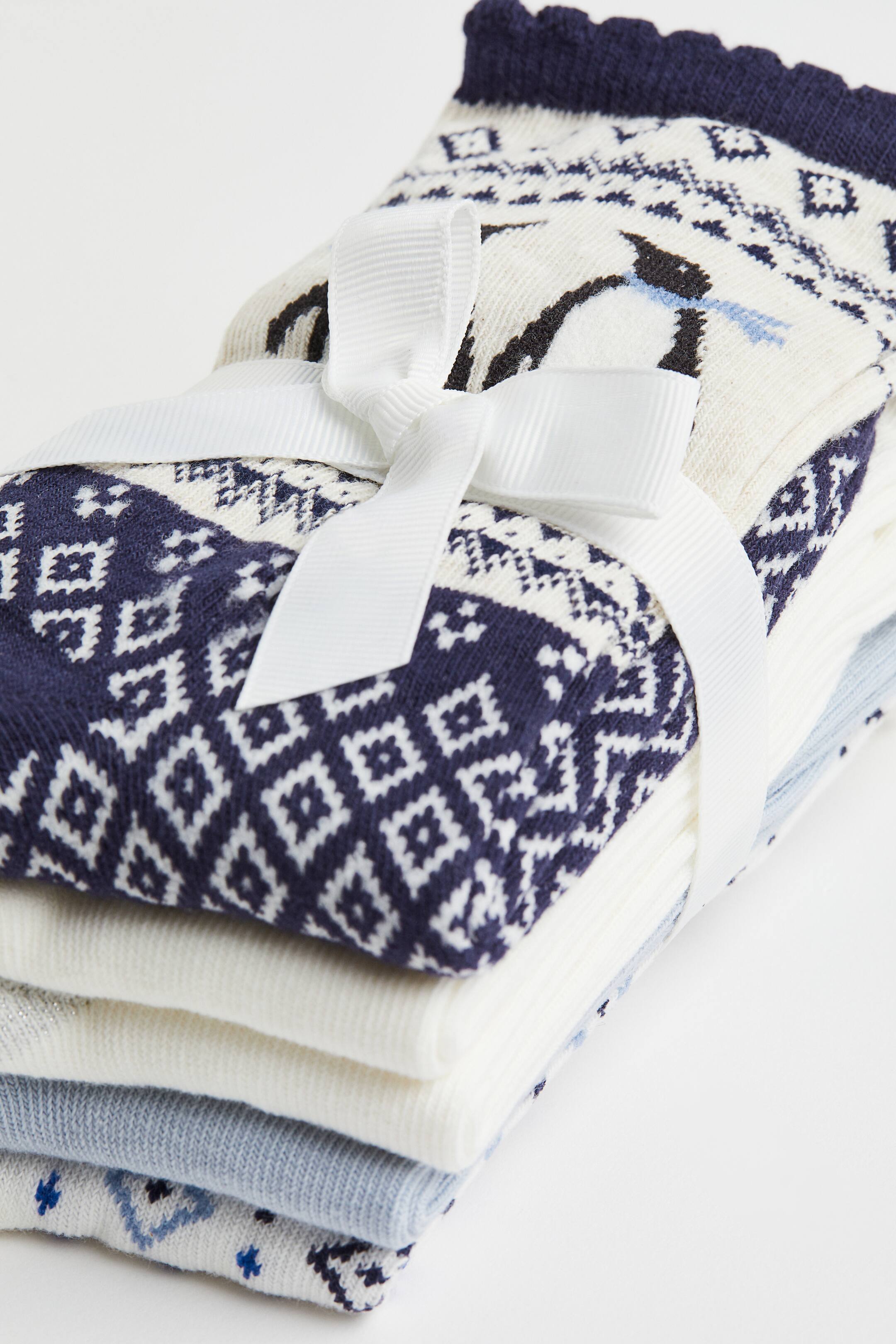 5-pack fine-knit socks - Blue/White - Ladies | H&M GB