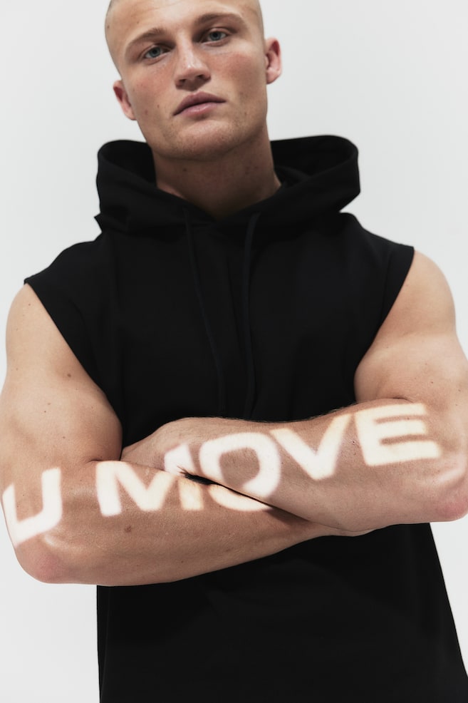 DryMove™ Sleeveless sports hoodie - Black/Dark grey - 5