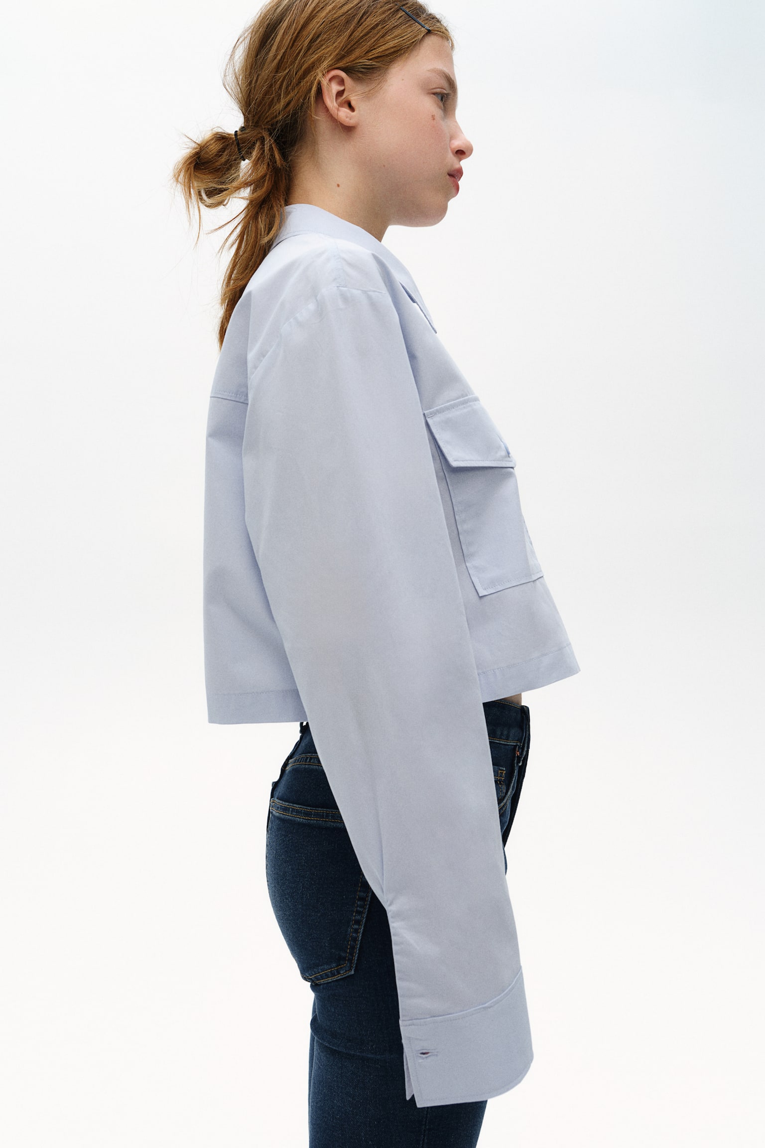 Cropped cargo shirt - Light blue/White/Black/Dark beige - 6