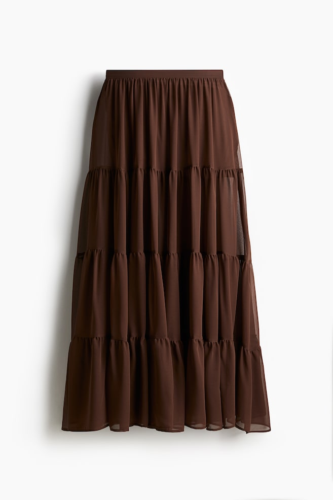 Tiered maxi skirt - Dark brown/Black - 1