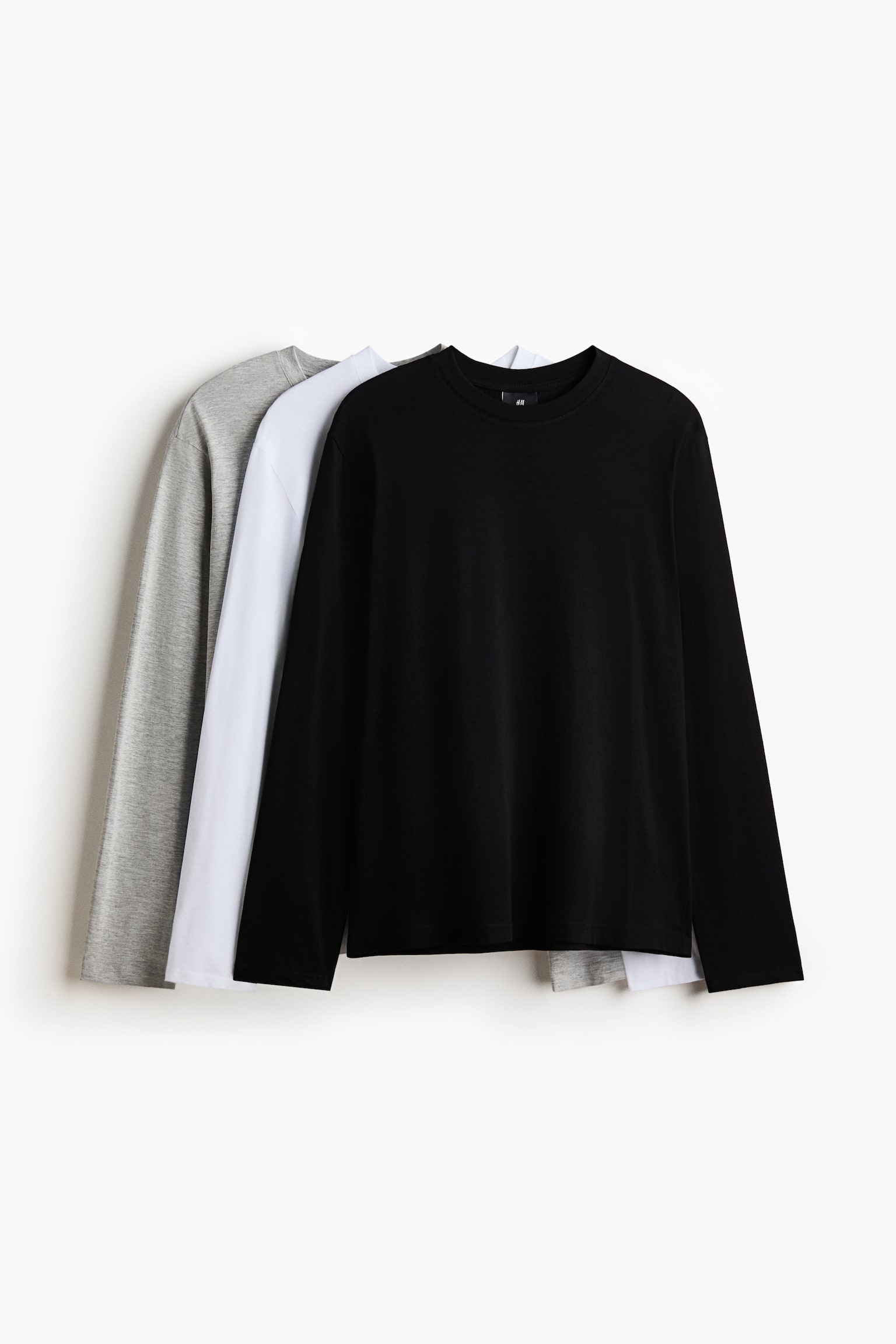 3-pack Regular Fit jersey tops - Light grey marl/White/Black/Navy blue/Dark dusty blue