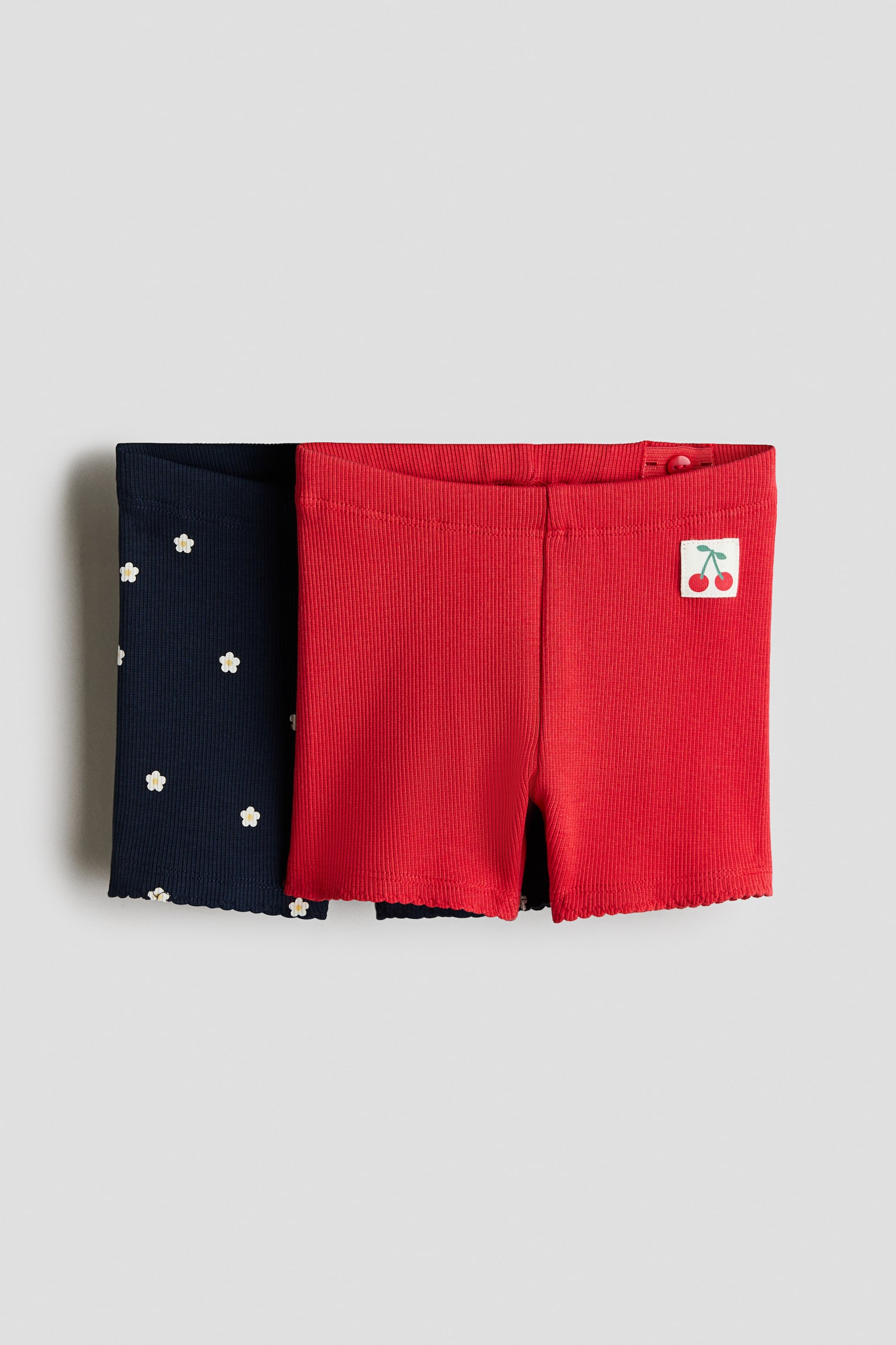 2-pack ribbed cycling shorts - Червоний/квітчастий - 1