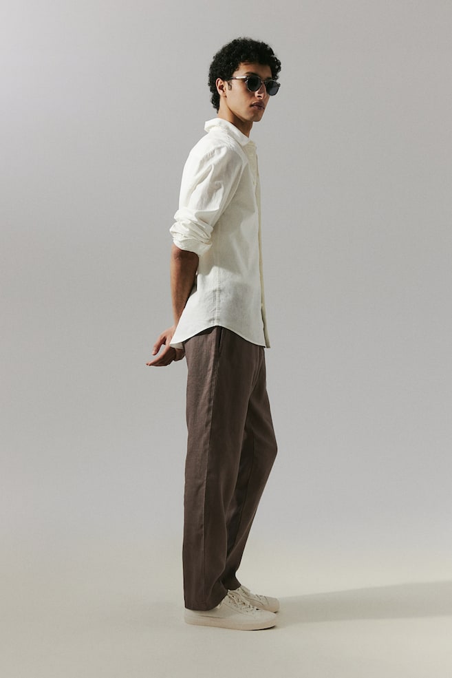 Regular Fit Linen trousers - Dark beige/Cream/Black/Light beige/dc/dc - 5