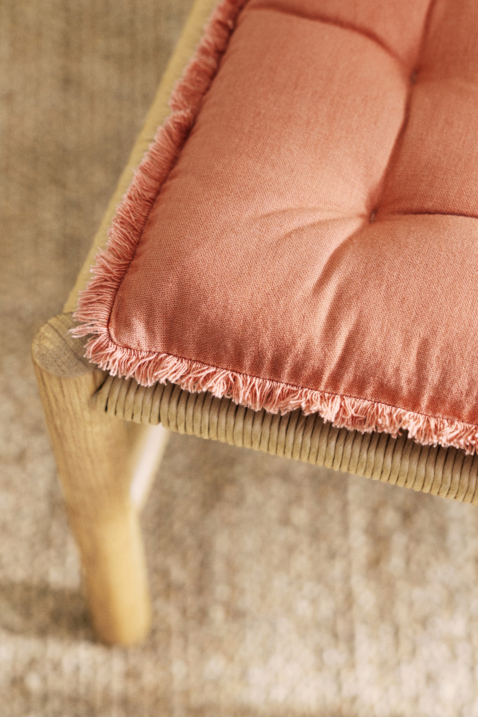 Lot de 2 coussins d'assise en lin mélangé - Orange/Beige clair/Marron foncé/Vert kaki clair/Jaune - 1