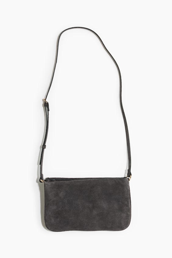 Женская сумка H&M Suede Crossbody, цвет: Тёмный серый