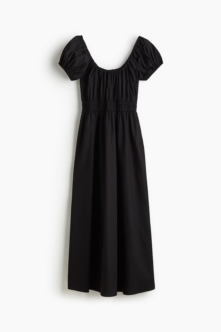 Ladies - Black Off-the-Shoulder Poplin Dress - Size: L - H&M