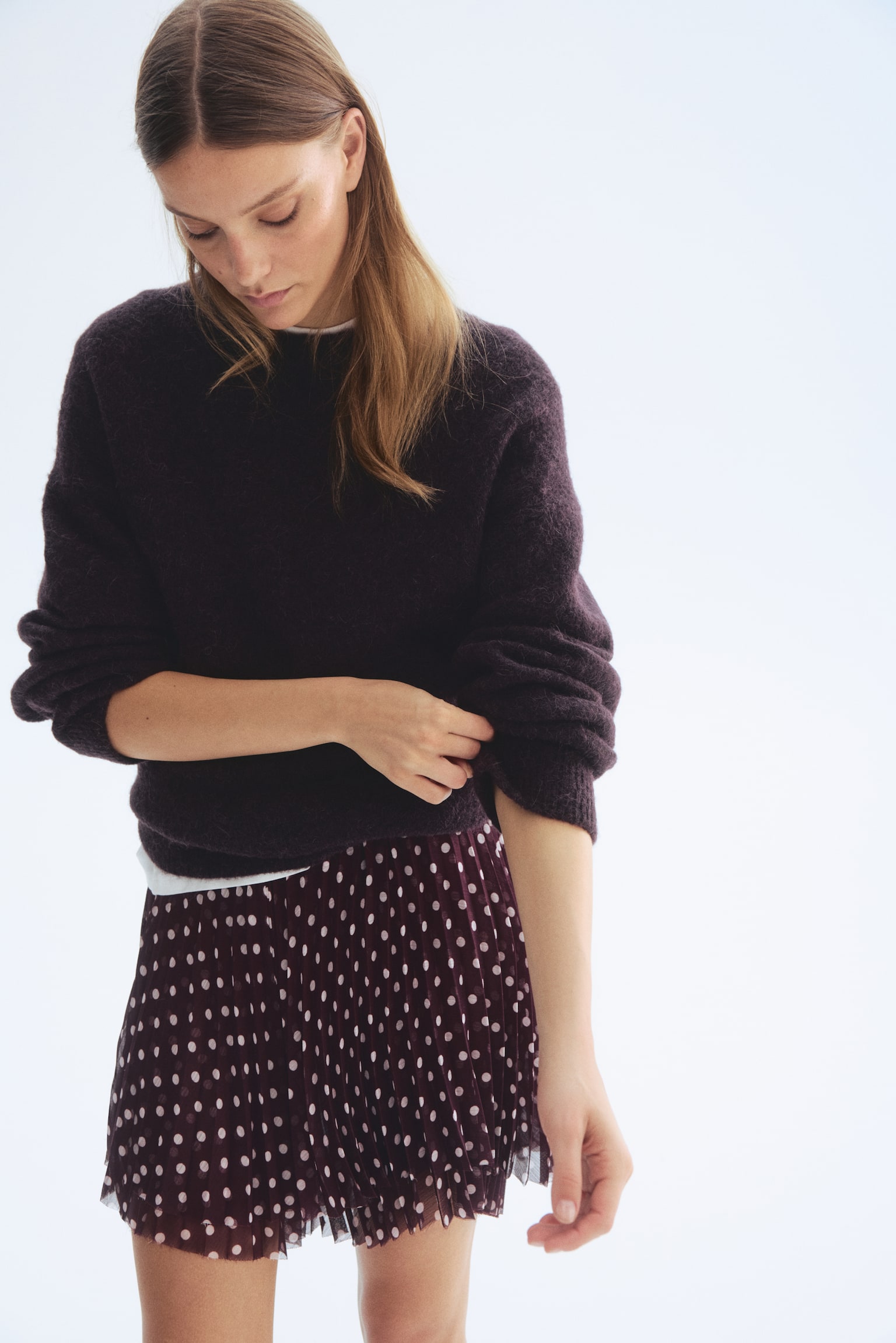 Мініспідниця зі складками - Бордовий/горошок/Коричневий/леопардовий узор - 5