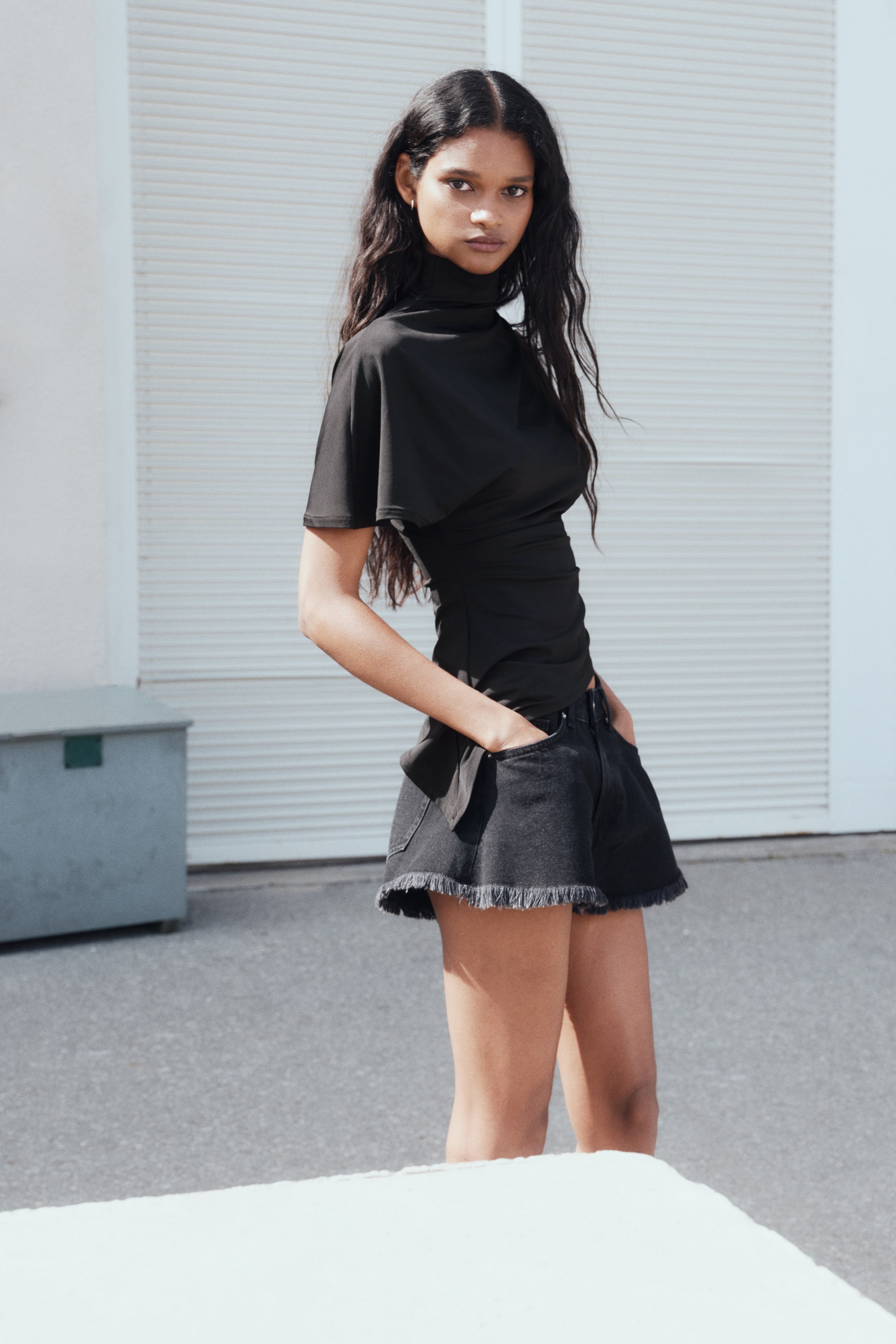 Asymmetric Mock Turtleneck Top