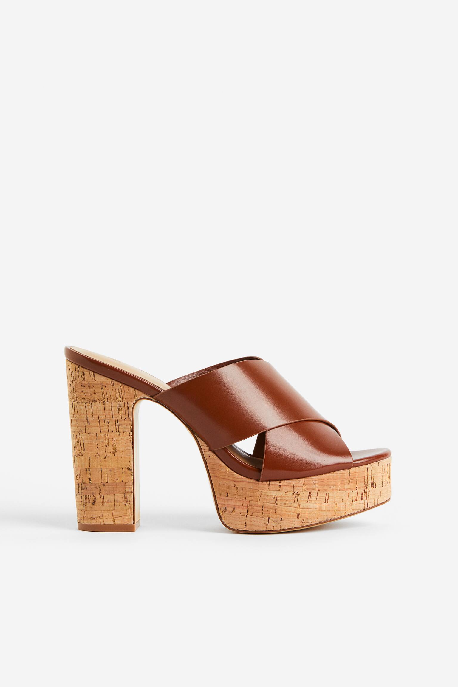 Platform Mules - Brown/Cerise - 1