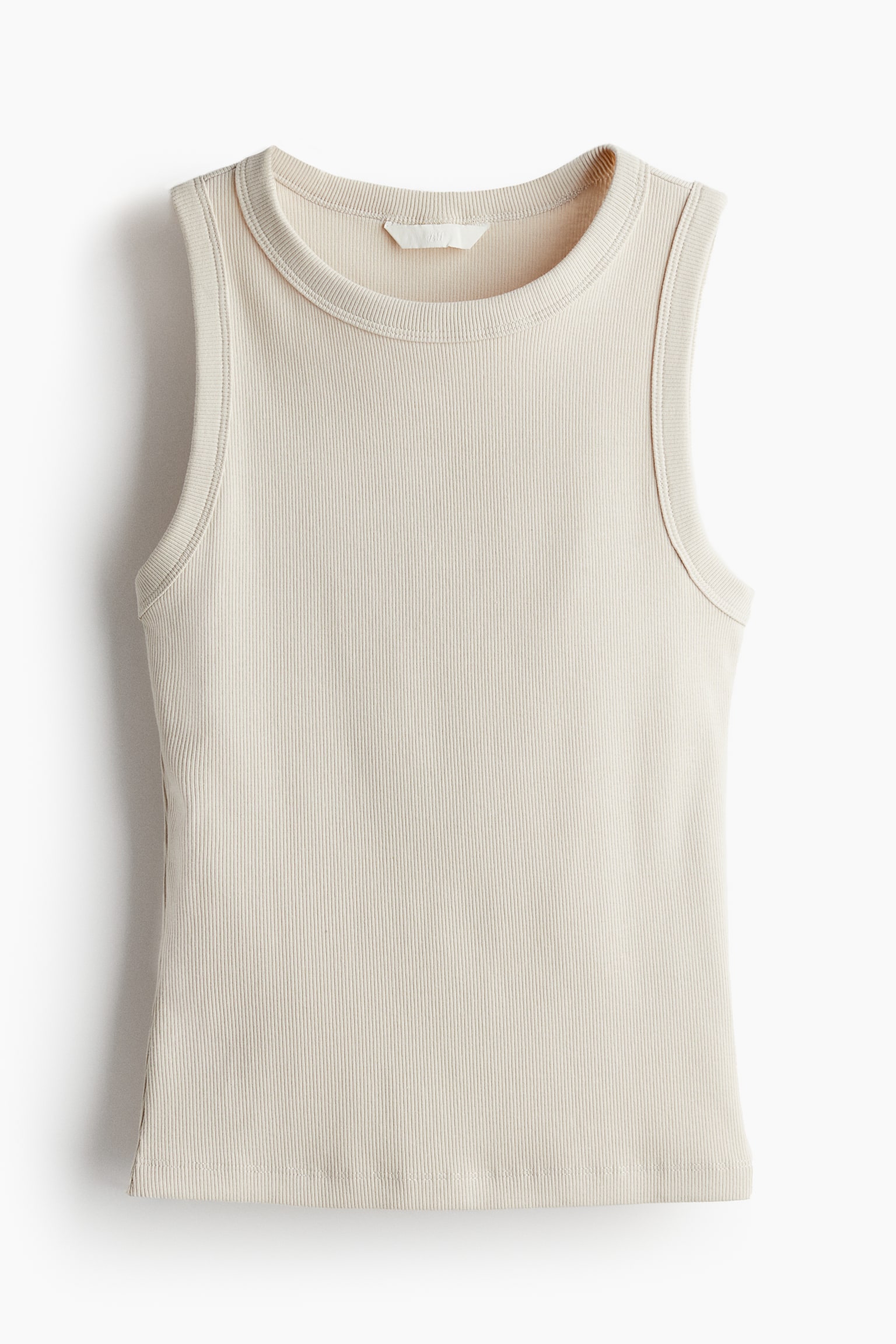 Ribbed vest top - Light beige/Dark brown/Moss green - 1