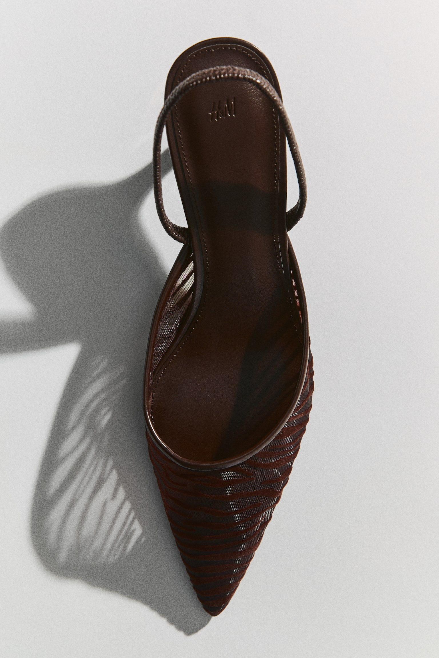 Kitten-heeled mesh slingbacks - Brown/Zebra print - 1