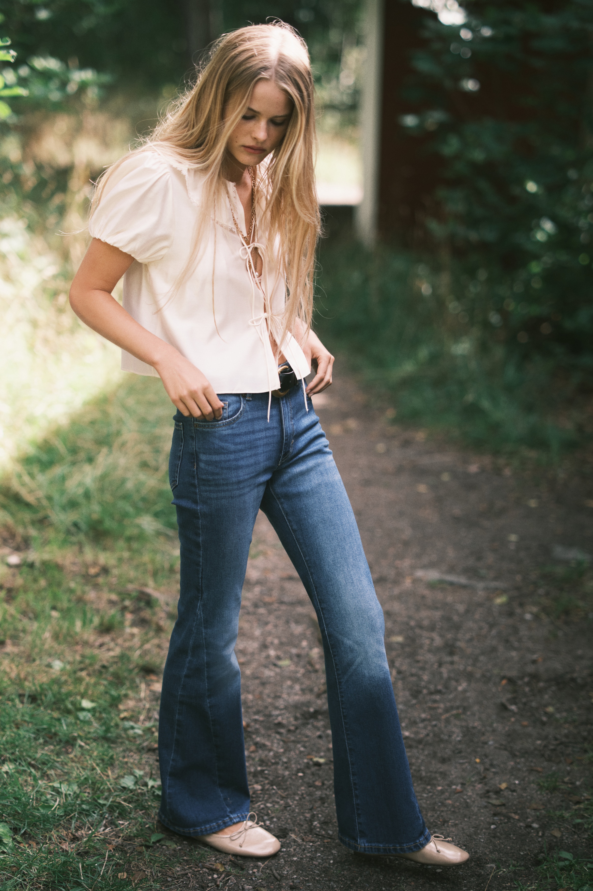 Tie-front blouse