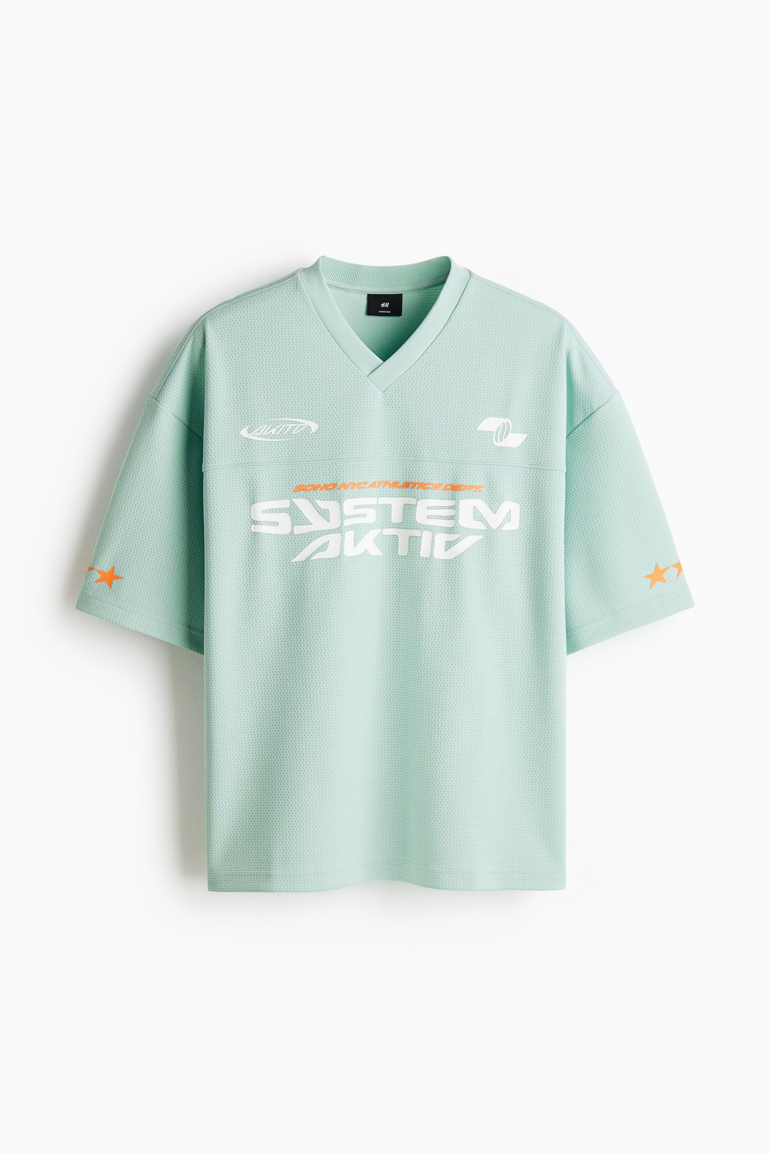 Oversized Fit Printed mesh t-shirt - Mint green/System - 1