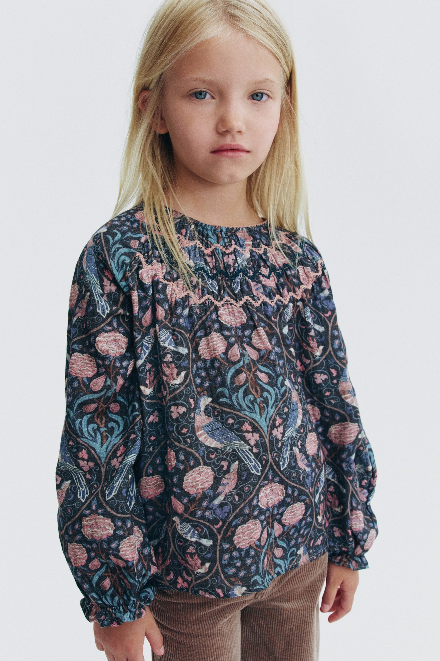 Детская блузка H&M Patterned Muslin Blouse, цвет: Тёмный бирюзовый — фото 2