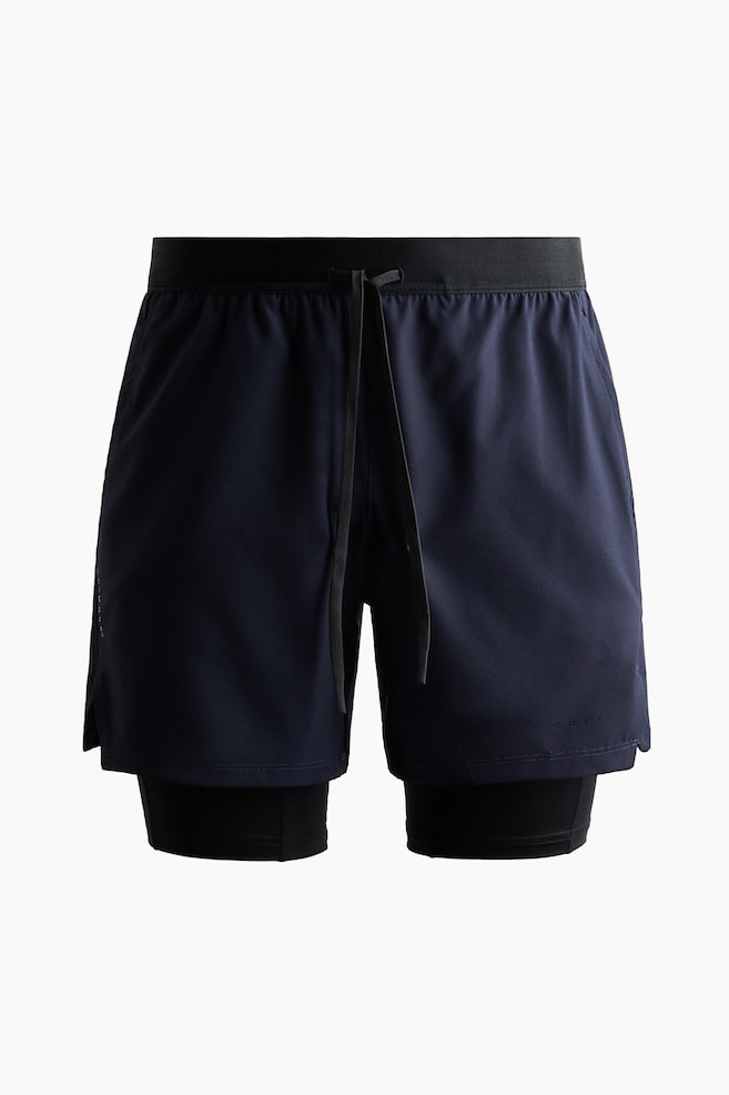 Double-Layered Sports Shorts with DryMove™ - Navy blue/Brown/Dusty green/Dark olive/black/Lead gray/black/Dark gray/Black/Dusty gray/Beige/black - 1