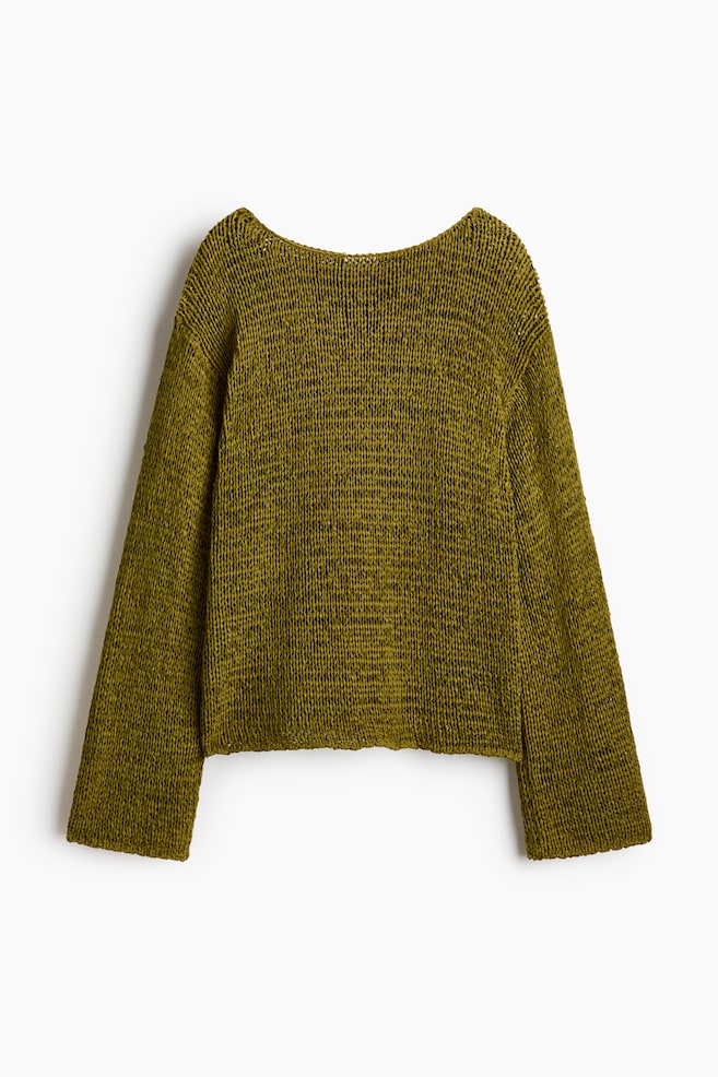 Oversized Textured-Knit Sweater - Khaki green melange - 1