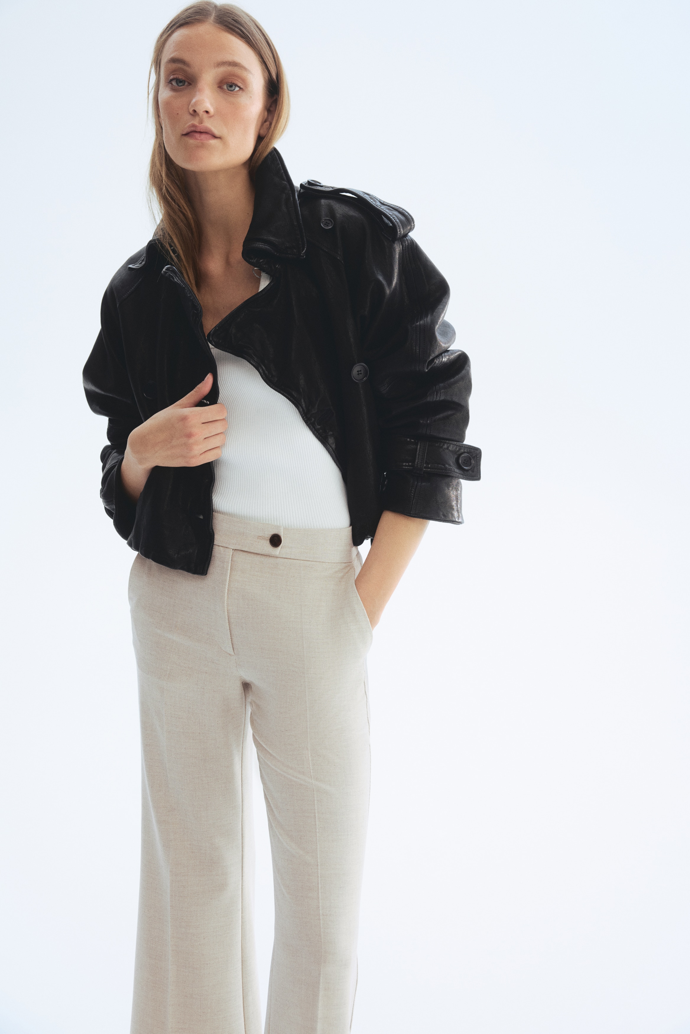 Zvonaste pantalone do gležnjeva - Svetlobež/Tamnosmeđa/Crna