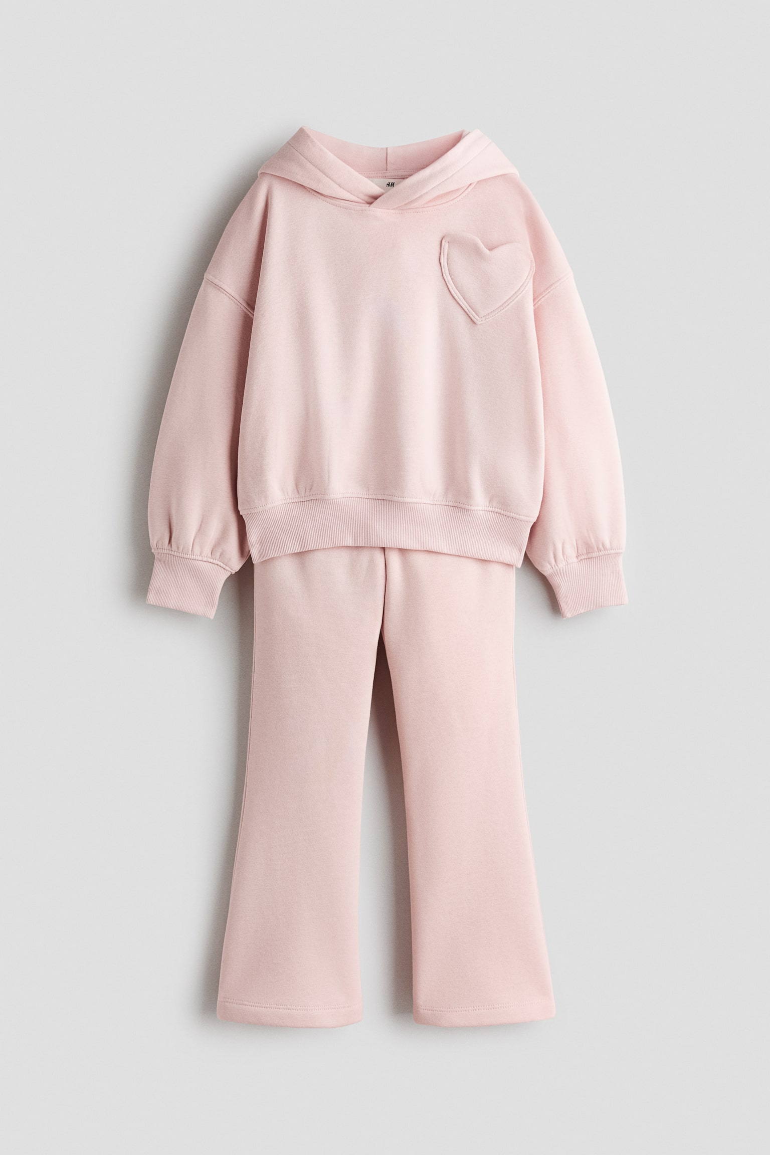 2-piece brushed-inside sweatshirt set - Light dusty pink/Red