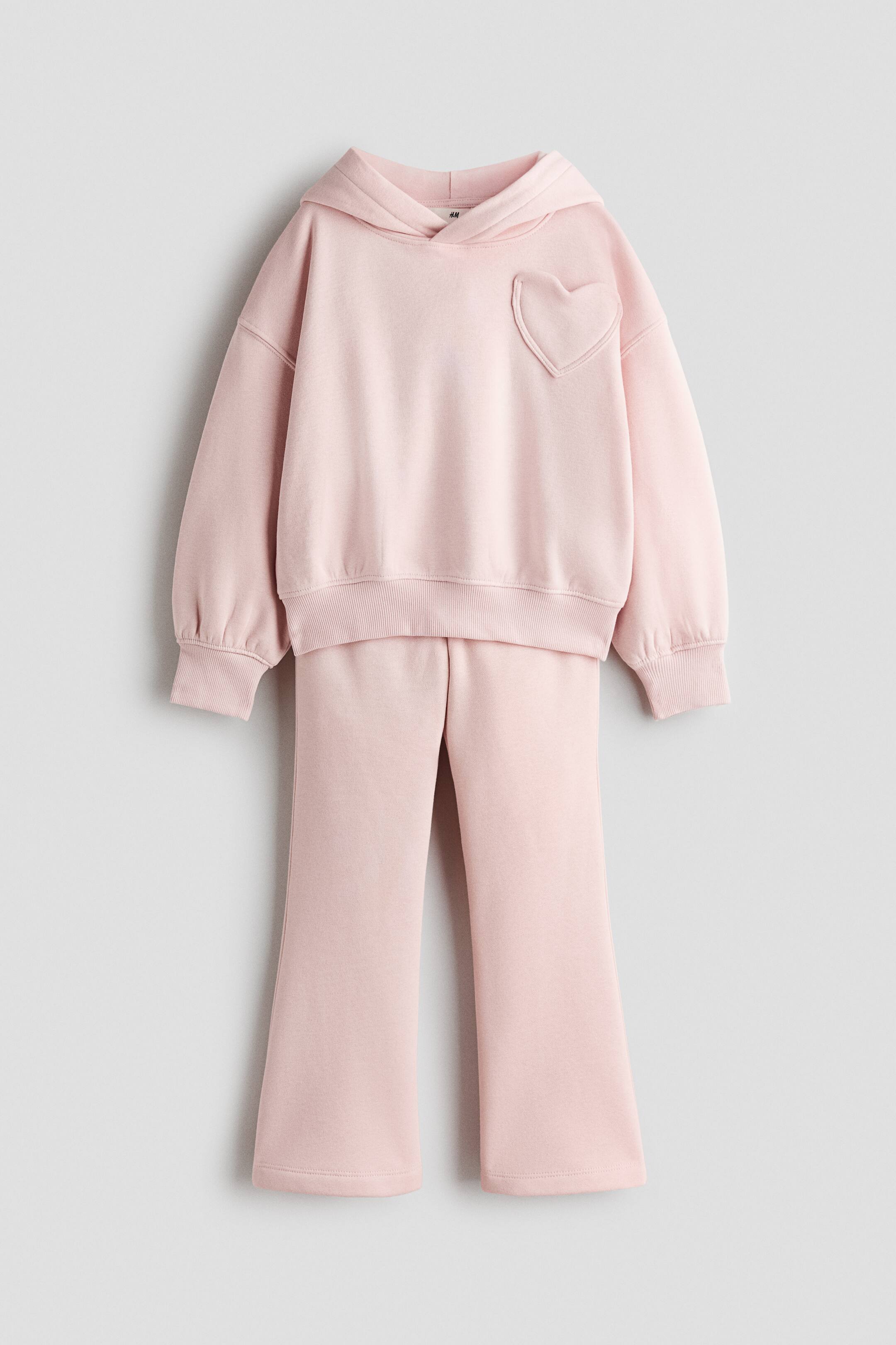 View larger image: 2-piece brushed-inside sweatshirt set - Light dusty pink - Kids | H&M 1