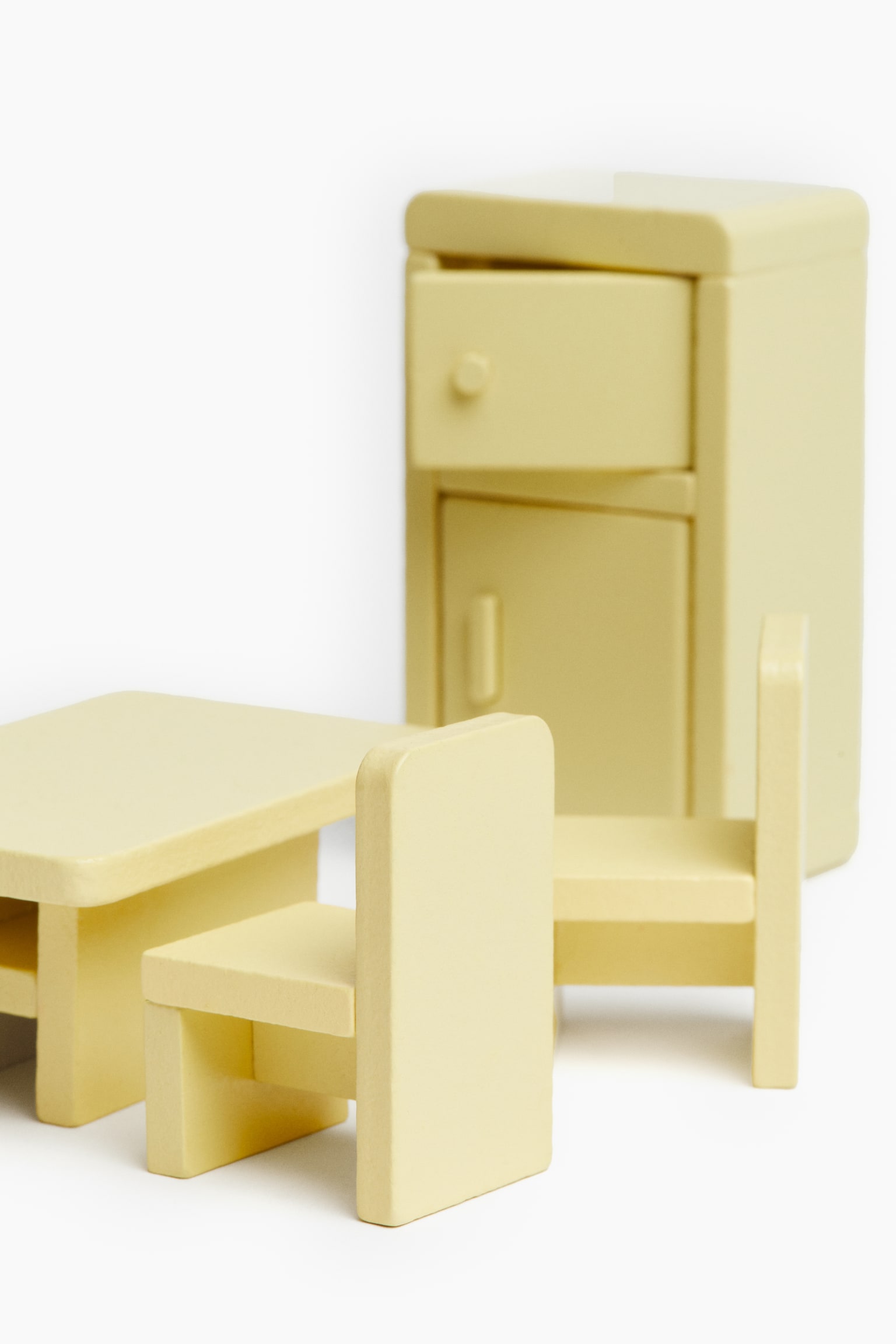 Wooden dollhouse toy set - Light yellow - 3