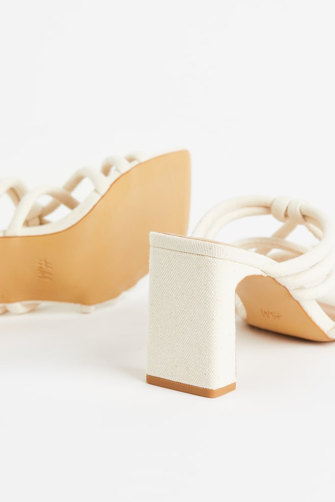 Square-toe mules - White/Brown/Snakeskin-patterned - 6