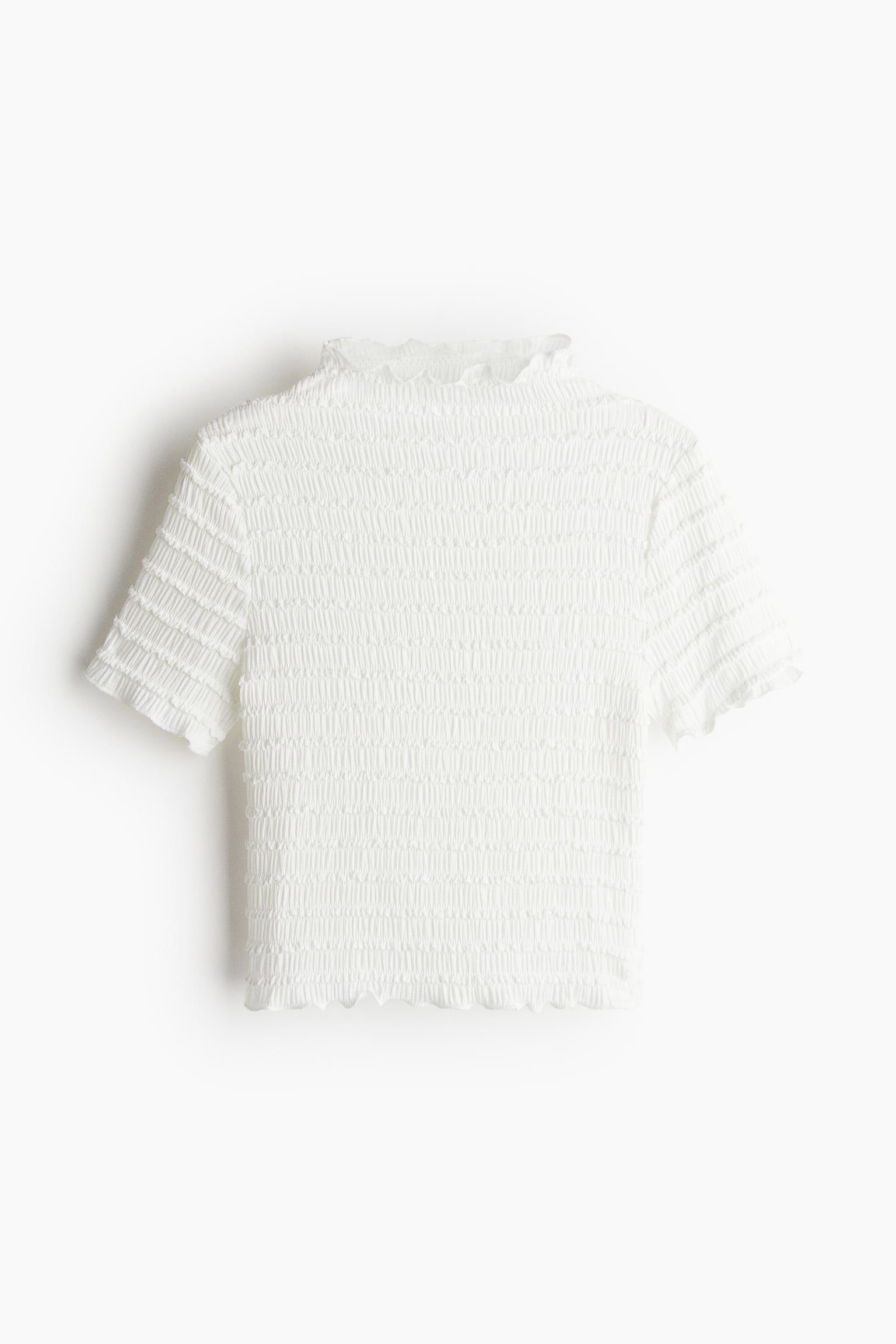 Overlock-detail smocked top - White/Black/Apricot - 2