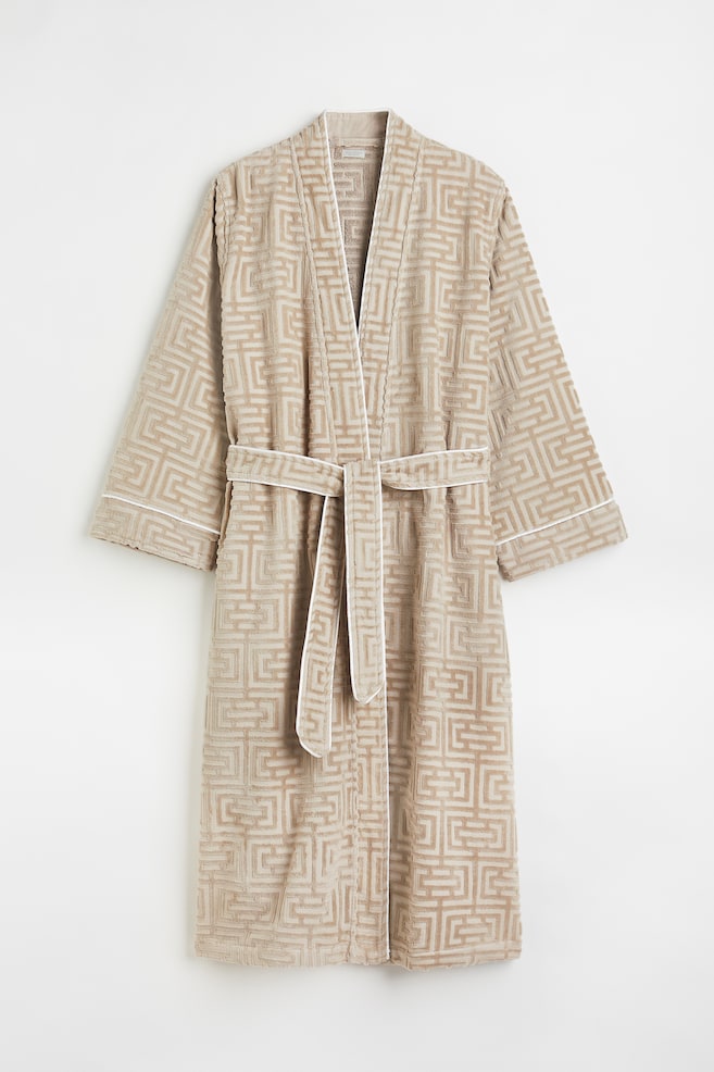 Jacquard-patterned dressing gown - Beige/Patterned/Black/Patterned/Orange/Patterned - 1