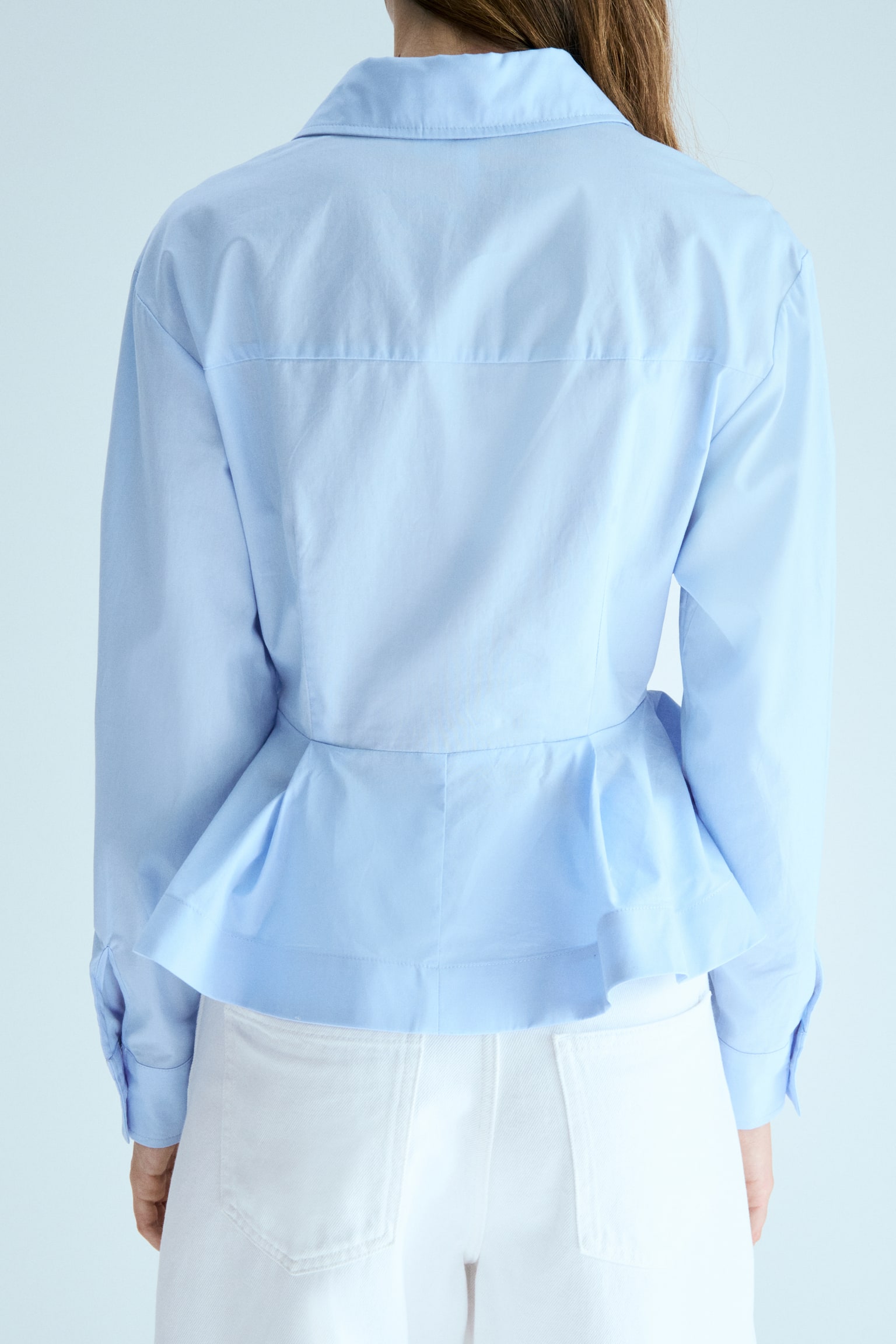 Poplin peplum shirt - Light blue/White - 6