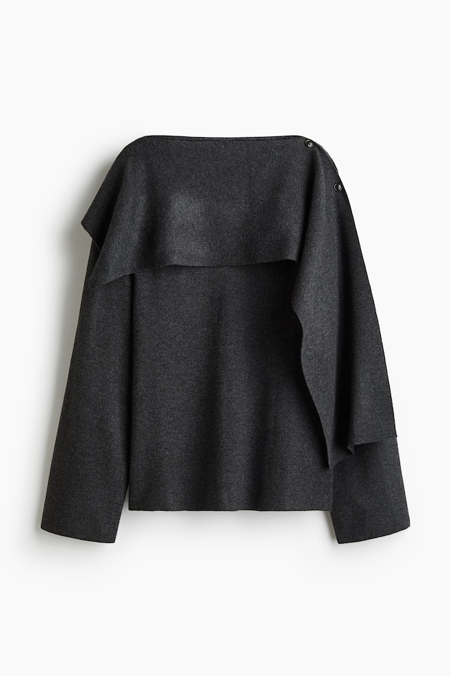 Scarf Detail Sweater - Dark grey marle - 1