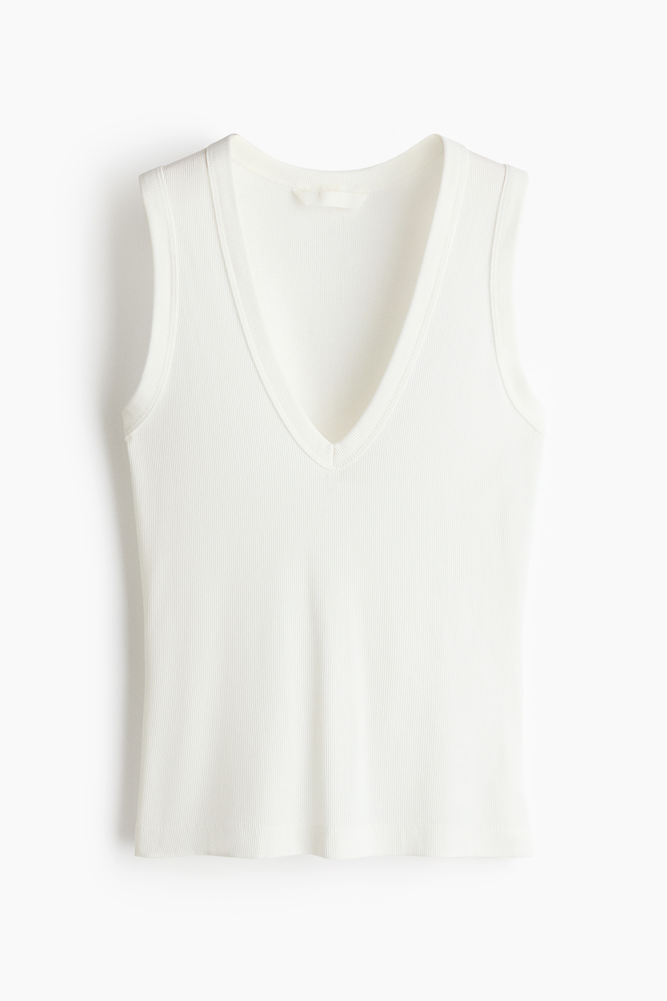 Ribbed vest top - White/Light dusty turquoise/Orange