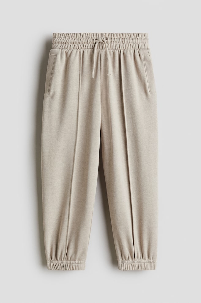 Joggers con pliegues en las piernas - Beige jaspeado/Azul marino - 1