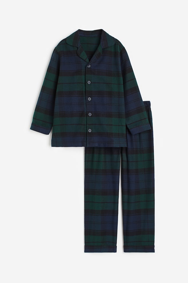 Pyjama en jersey de coton - Bleu foncé/carreaux - 1