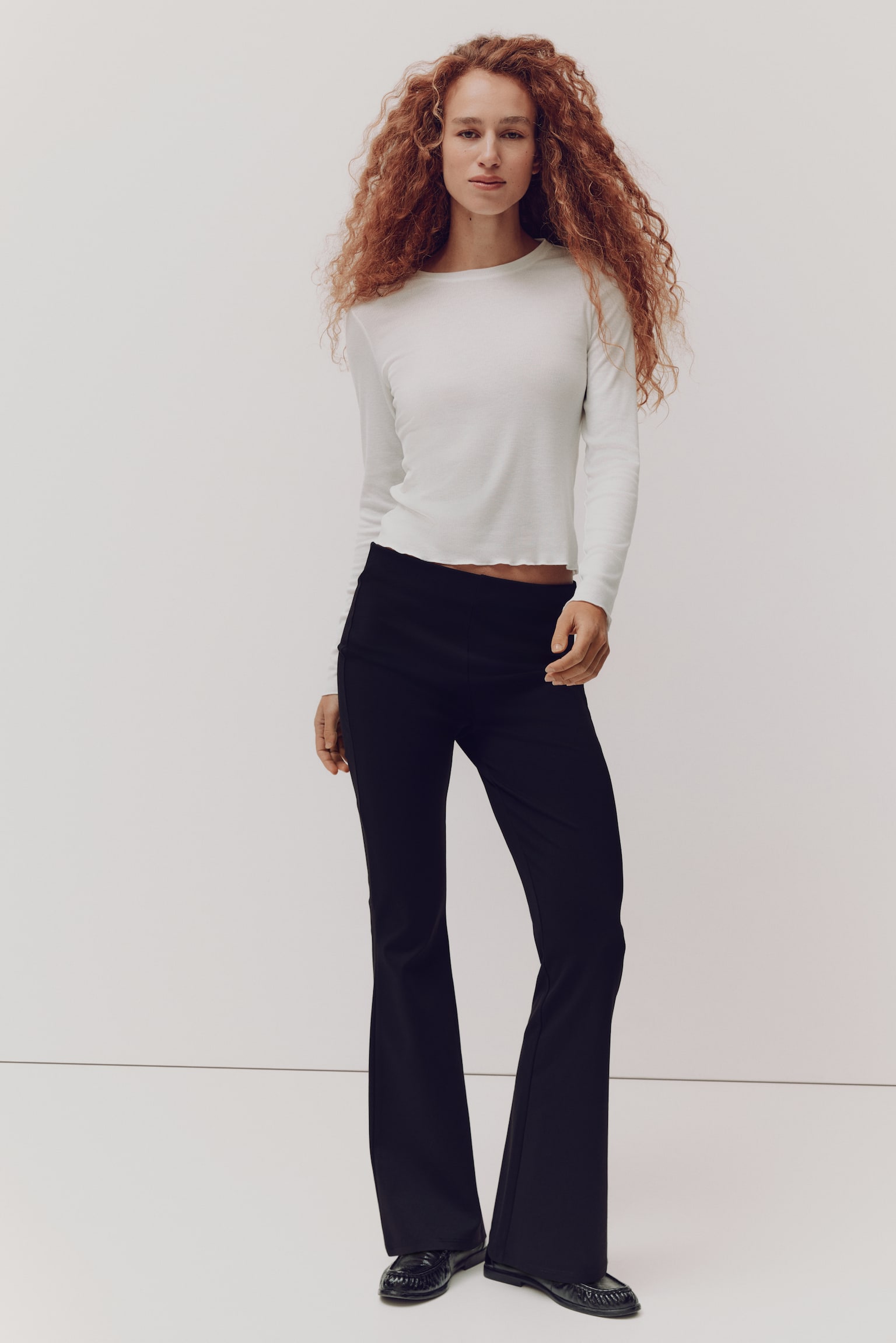 Flared jersey trousers - Black - 2