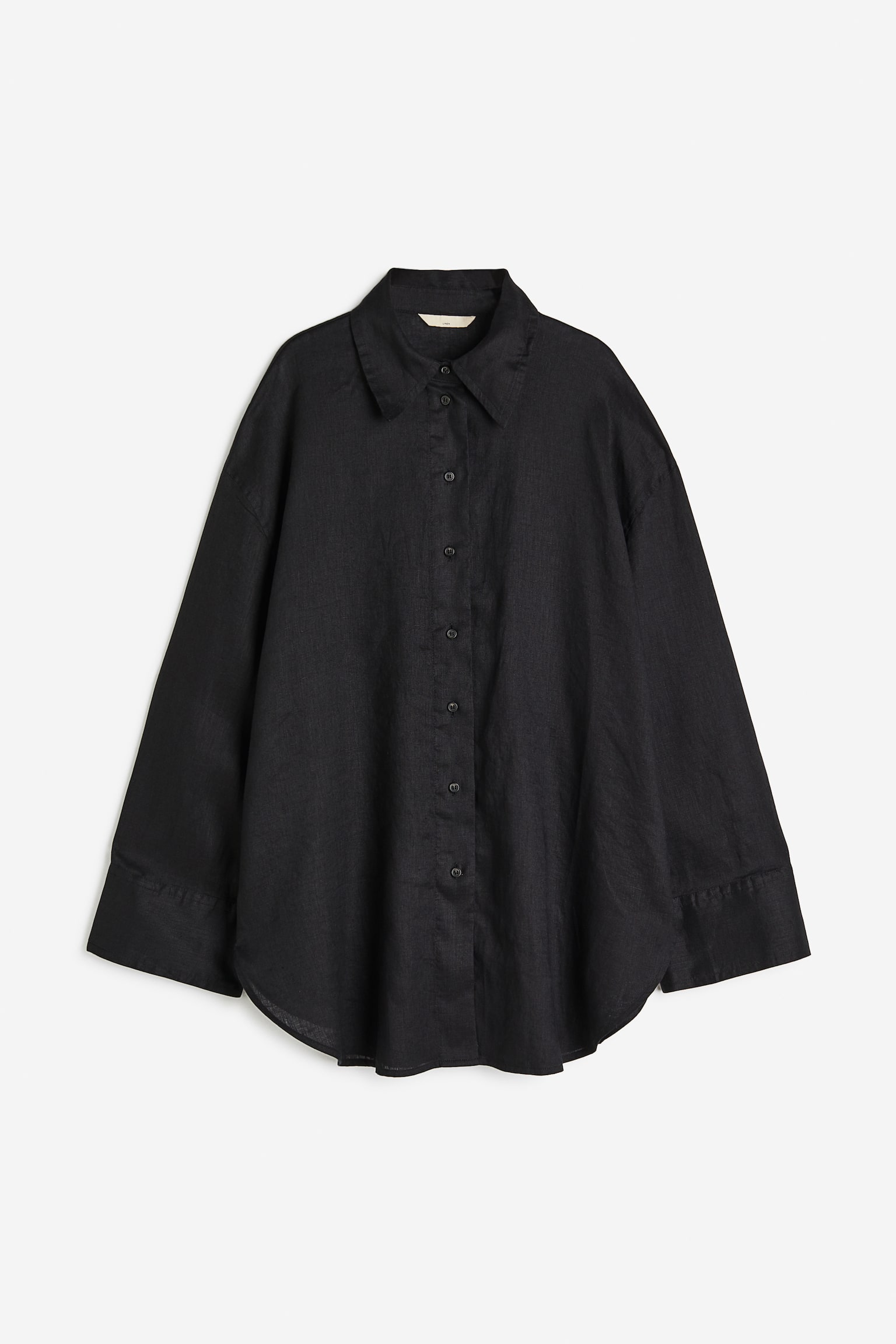 Linen shirt - Black/Light beige - 1