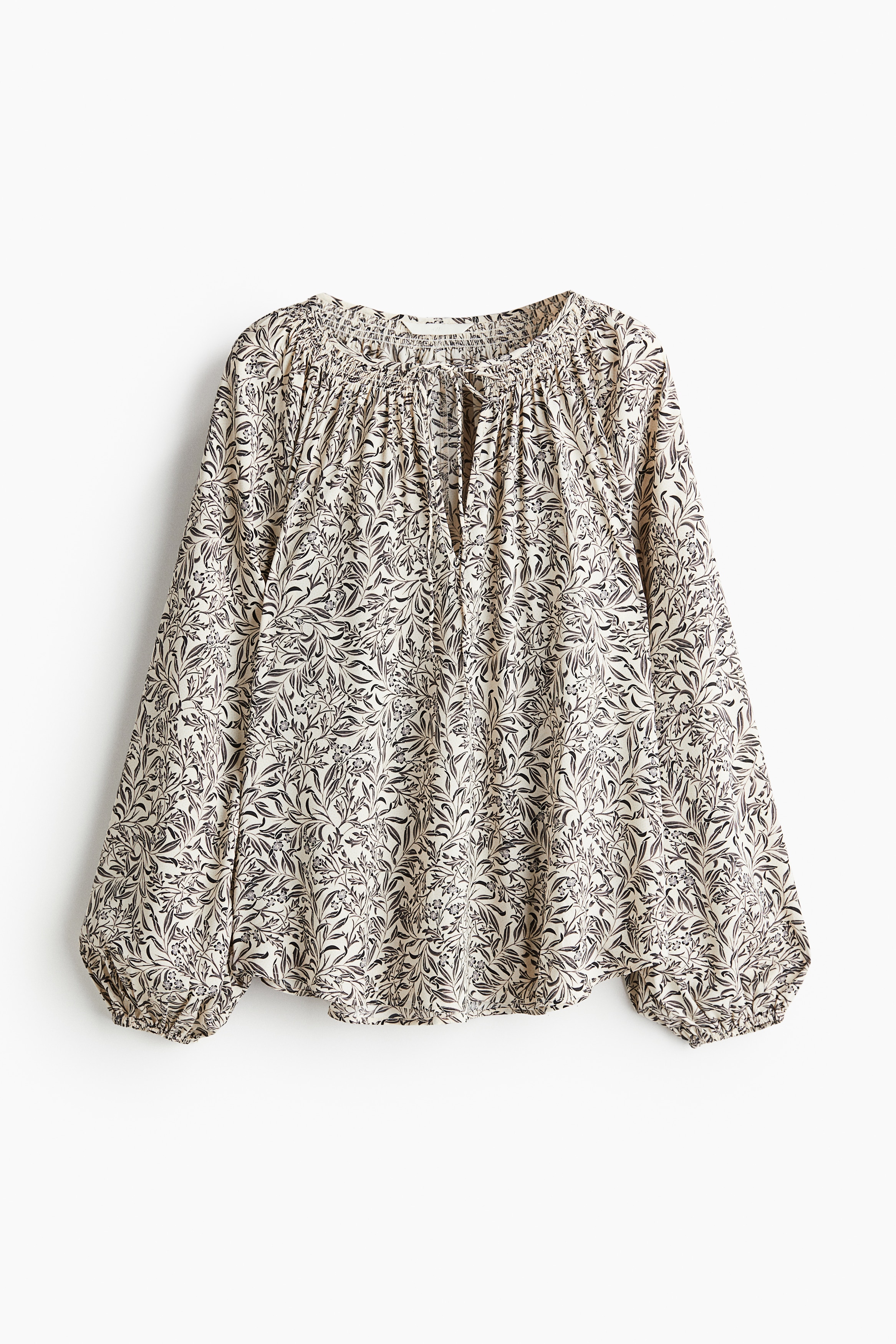 Ladies - Cream/Grey patterned Oversized crêpe blouse - Size: S  - H&M