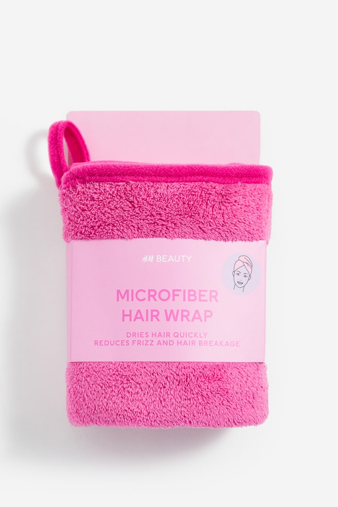 Serviette à cheveux en microfibre - Rose flamboyant/Violet clair/rayé - 1